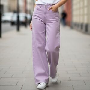 GAP High Rise Wide Leg Light Pink Denim Pants